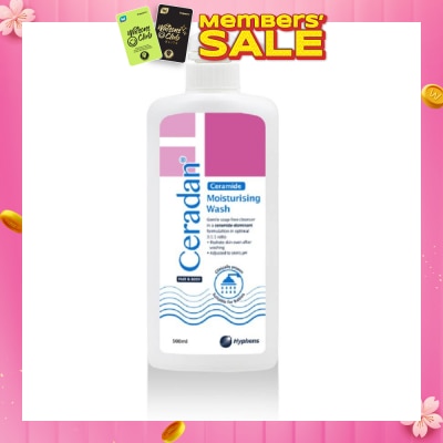 CERADAN Moisturising Wash (Gentle, Lathering, Soap Free For Eczema Prone, Dry & Sensitive Skin) 500ml