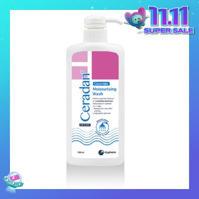 CERADAN Moisturising Wash (Gentle, Lathering, Soap Free For Eczema Prone, Dry & Sensitive Skin) 500ml