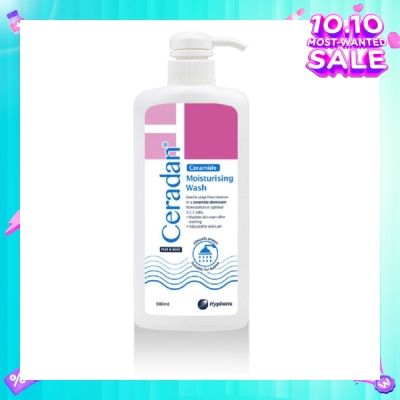 CERADAN Moisturising Wash (Gentle, Lathering, Soap Free For Eczema Prone, Dry & Sensitive Skin) 500ml