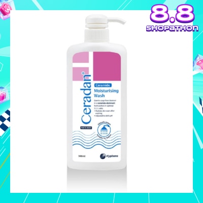CERADAN Moisturising Wash (Gentle, Lathering, Soap Free For Eczema Prone, Dry & Sensitive Skin) 500ml