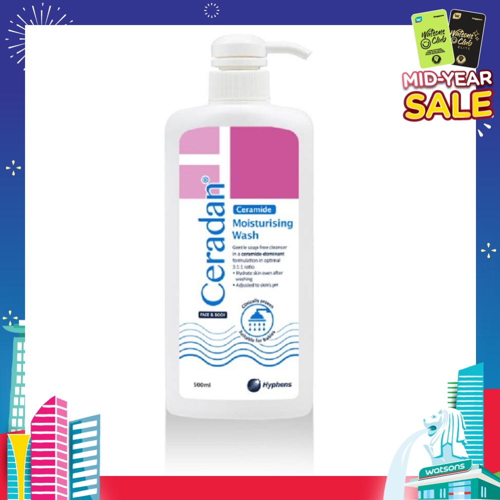 Moisturising Wash (Gentle, Lathering, Soap Free For Eczema Prone, Dry & Sensitive Skin) 500ml