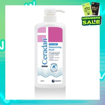 CERADAN Moisturising Wash (Gentle, Lathering, Soap Free For Eczema Prone, Dry & Sensitive Skin) 500ml