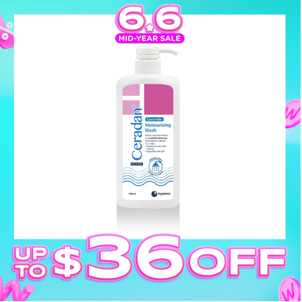 Moisturising Wash (Gentle, Lathering, Soap Free For Eczema Prone, Dry & Sensitive Skin) 500ml