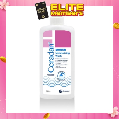 CERADAN Moisturising Wash (Gentle, Lathering, Soap Free For Eczema Prone, Dry & Sensitive Skin) 500ml