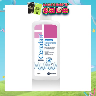 CERADAN - Moisturising Wash (Gentle, Lathering, Soap Free For Eczema Prone, Dry & Sensitive Skin) 500ml