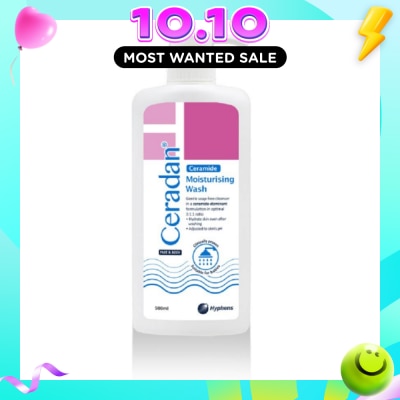 CERADAN Moisturising Wash (Gentle, Lathering, Soap Free For Eczema Prone, Dry & Sensitive Skin) 500ml image