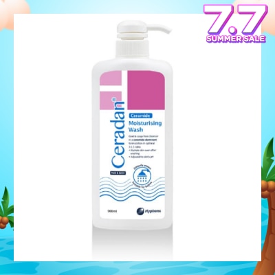 CERADAN Moisturising Wash (Gentle, Lathering, Soap Free For Eczema Prone, Dry & Sensitive Skin) 500ml