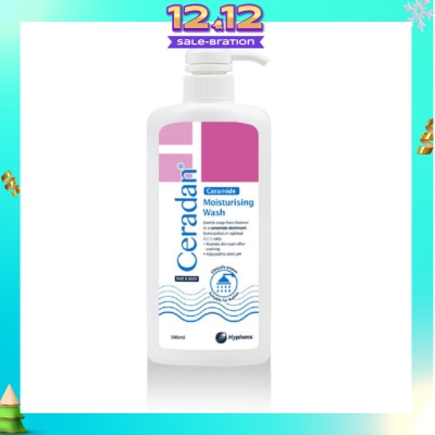 CERADAN Moisturising Wash (Gentle, Lathering, Soap Free For Eczema Prone, Dry & Sensitive Skin) 500ml