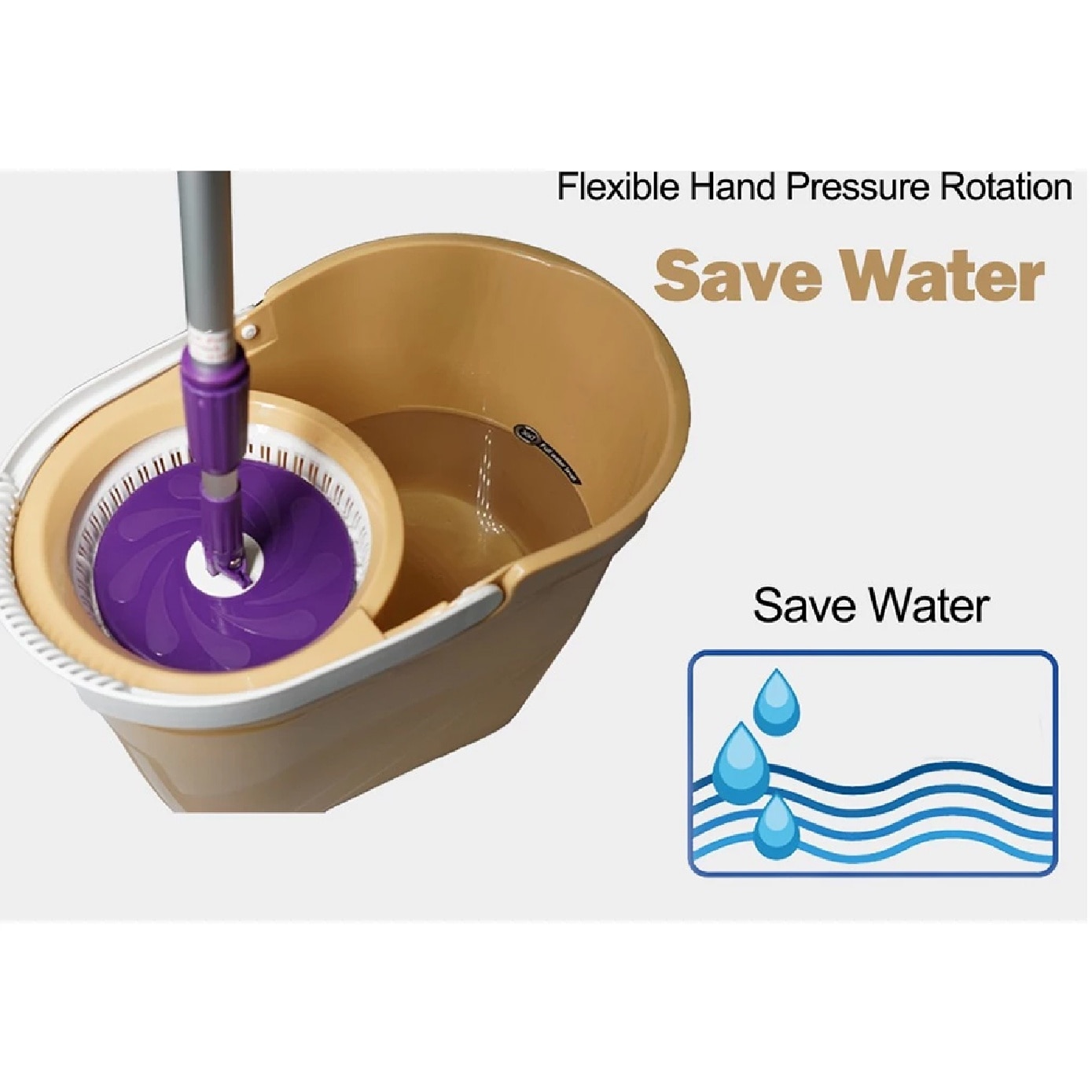 Sh350 Yellow Spin Mop Set (Spin Bucket, Hand Press Handle, 3 Standard Mop Heads, Pole, and Warranty Card) 1s