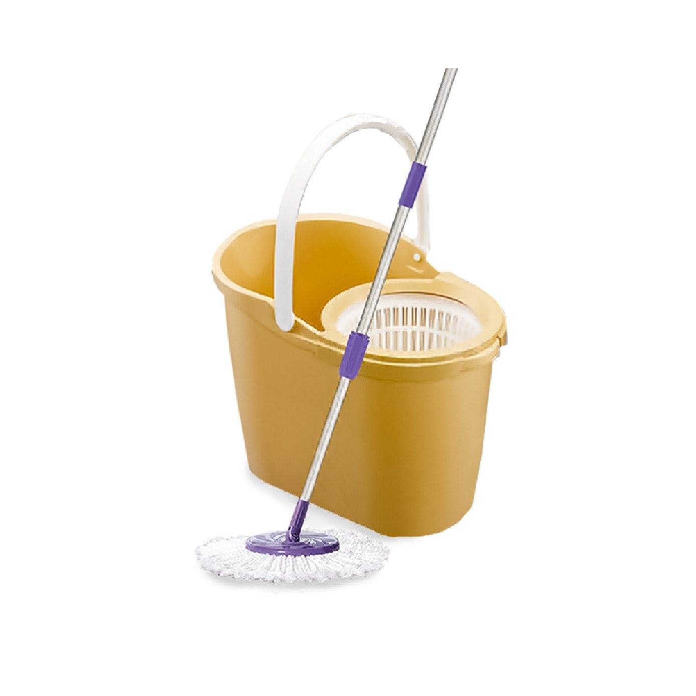 Sh350 Yellow Spin Mop Set (Spin Bucket, Hand Press Handle, 3 Standard Mop Heads, Pole, and Warranty Card) 1s