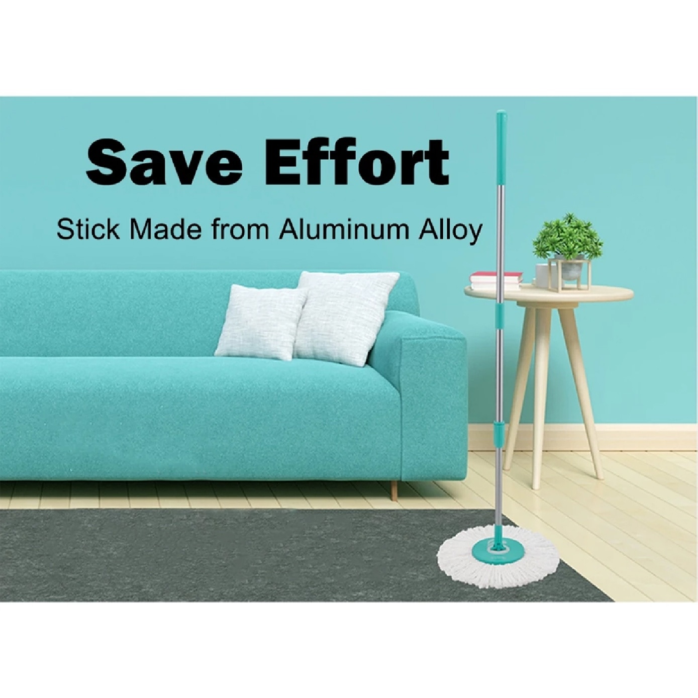 S220 Blue Spin Mop Set (Spin Bucket, Hand Press Handle, 3 standard Mop Heads, Pole, and Warranty Card) 1s
