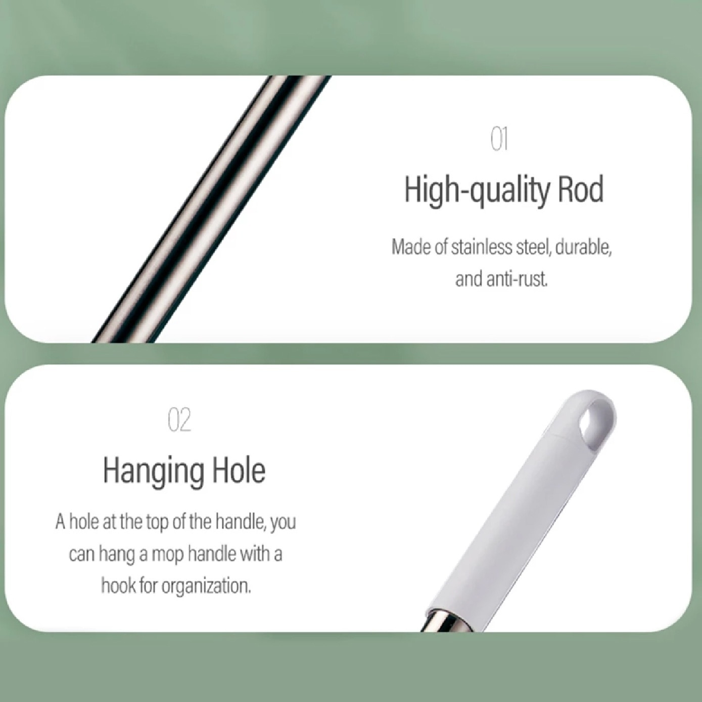 F104 Extremely Clean White & Green Spin Mop (Spin Bucket, Mop Pad, Hand Press Handle, Transparent Cover, Warranty Card) Set 1s