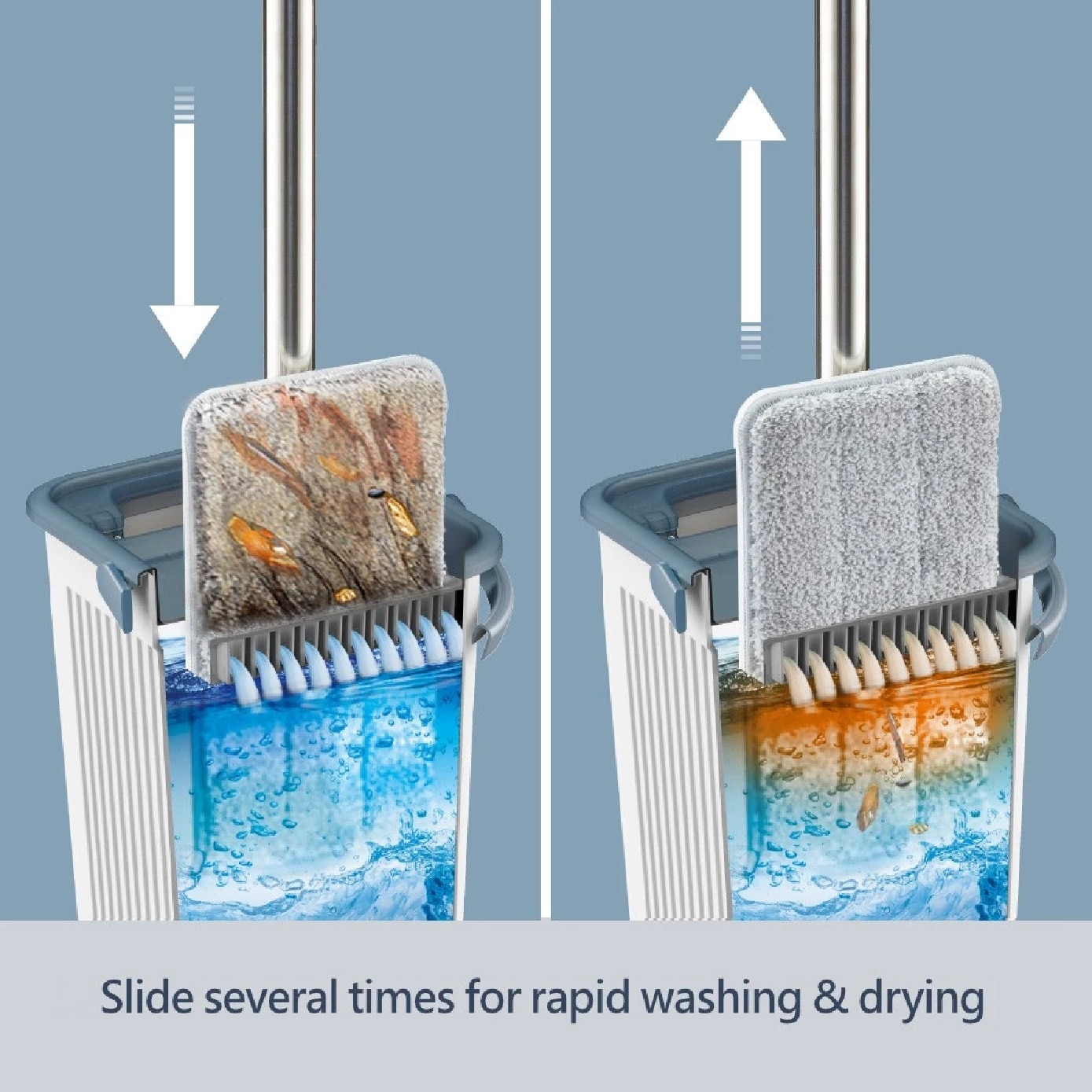 Slide Clean Double Scraper Flat Mop Grey Set 1s