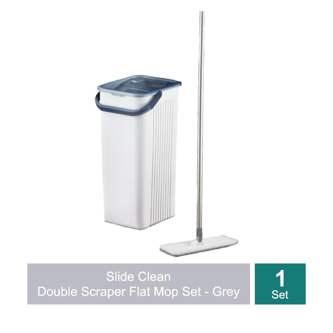 Slide Clean Double Scraper Flat Mop Grey Set 1s