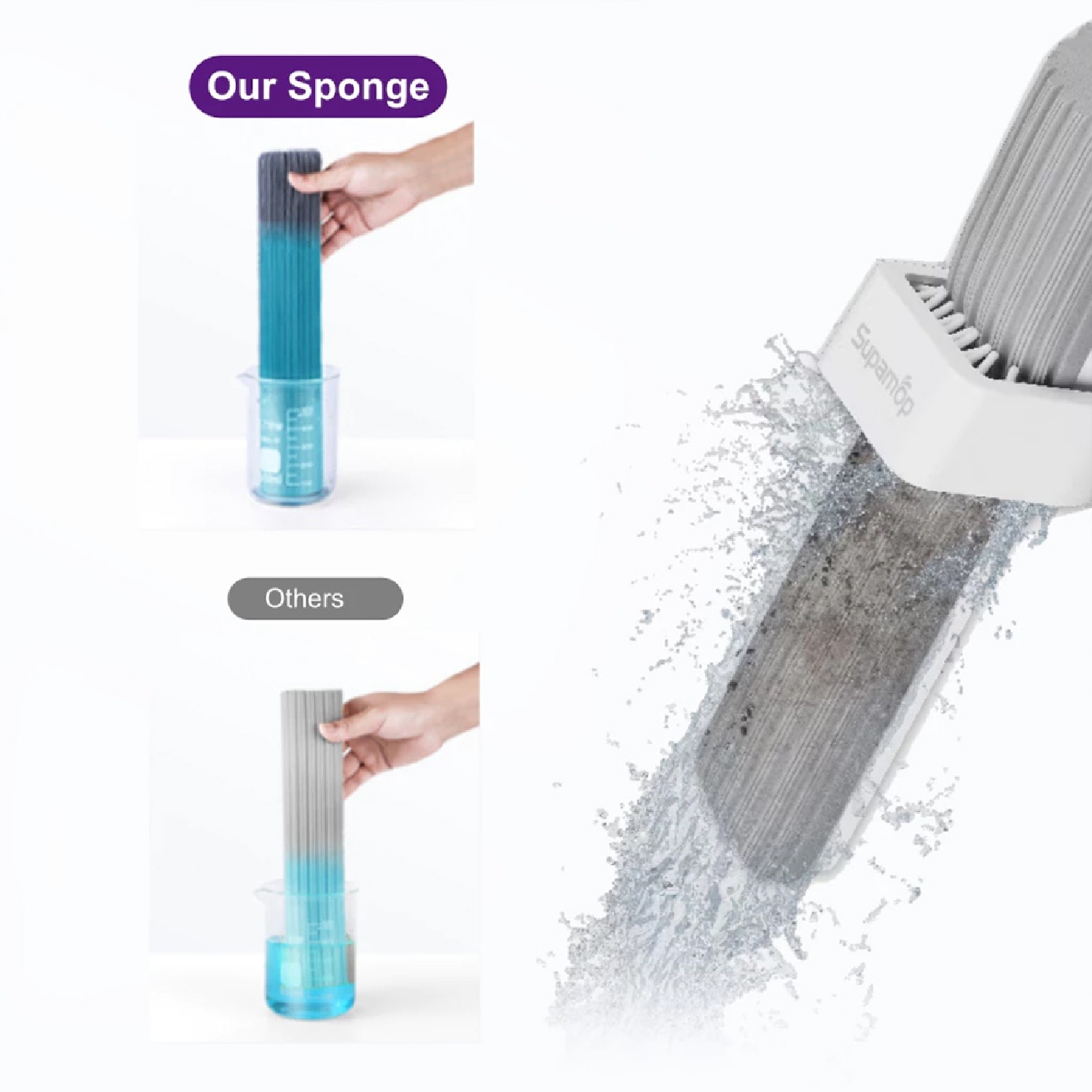 Stylish Hands-free Sponge Refill Mop Head 2s
