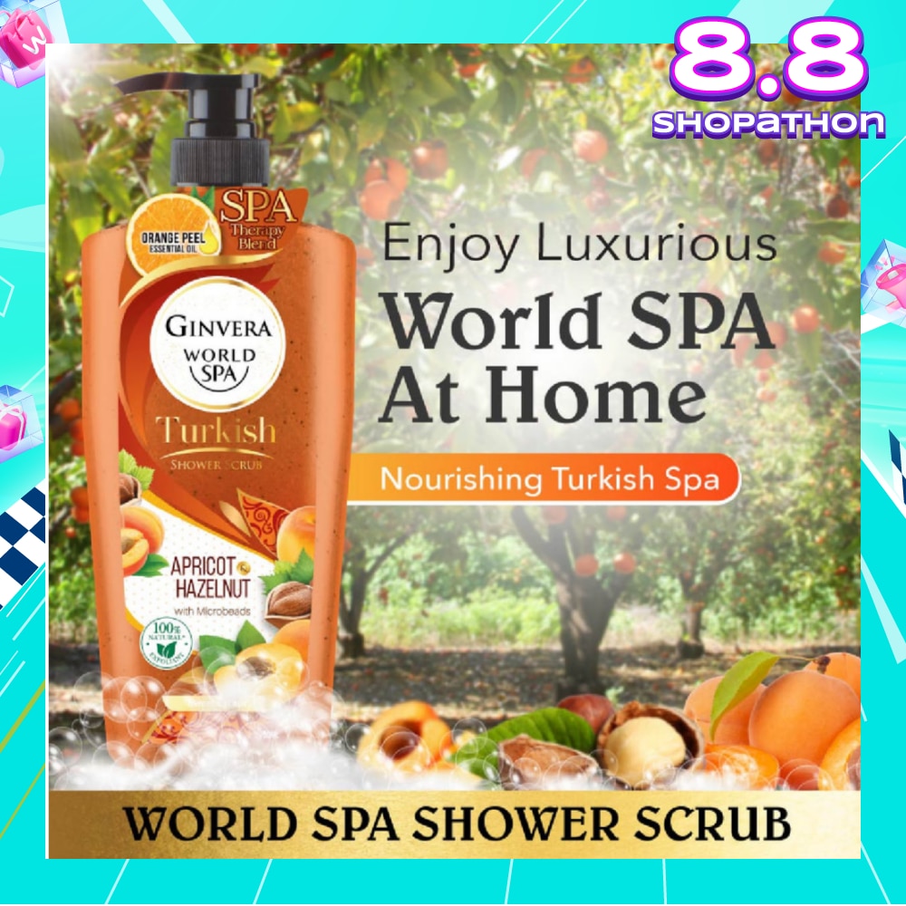 World Spa Turkish Apricot & Hazelnut Shower Scrub 750ml