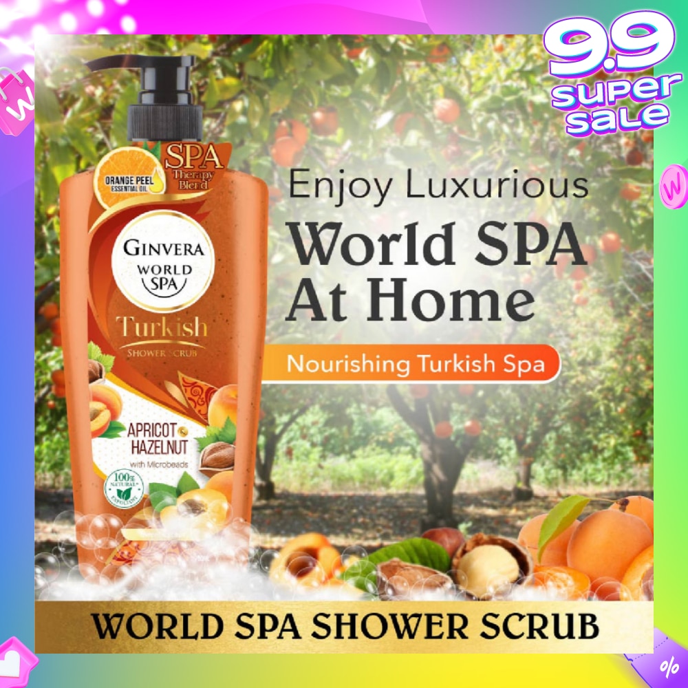 World Spa Turkish Apricot & Hazelnut Shower Scrub 750ml