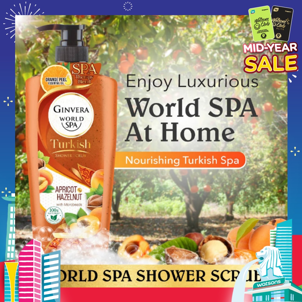 World Spa Turkish Apricot & Hazelnut Shower Scrub 750ml