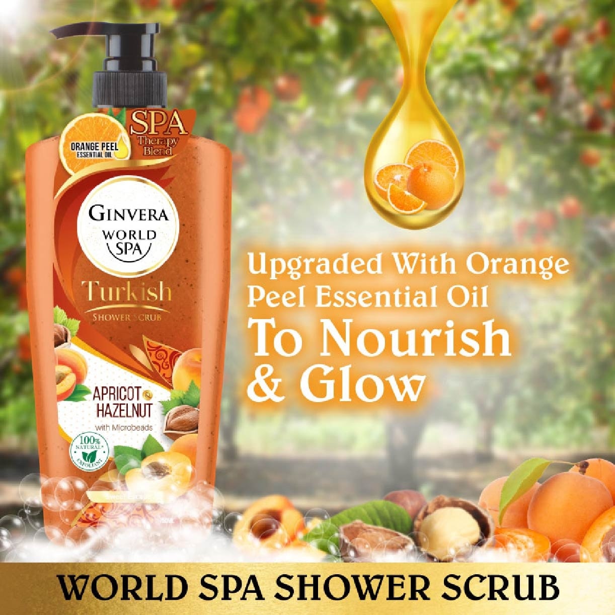 World Spa Turkish Apricot & Hazelnut Shower Scrub 750ml