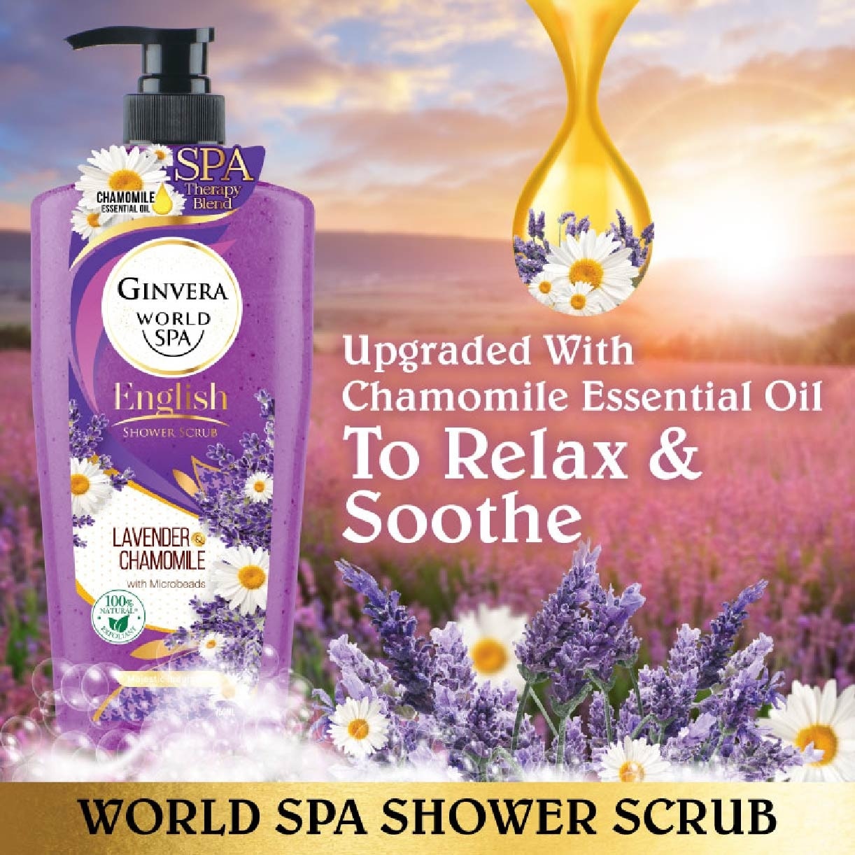 World Spa Lavender & Chamomile English Shower Scrub 750ML