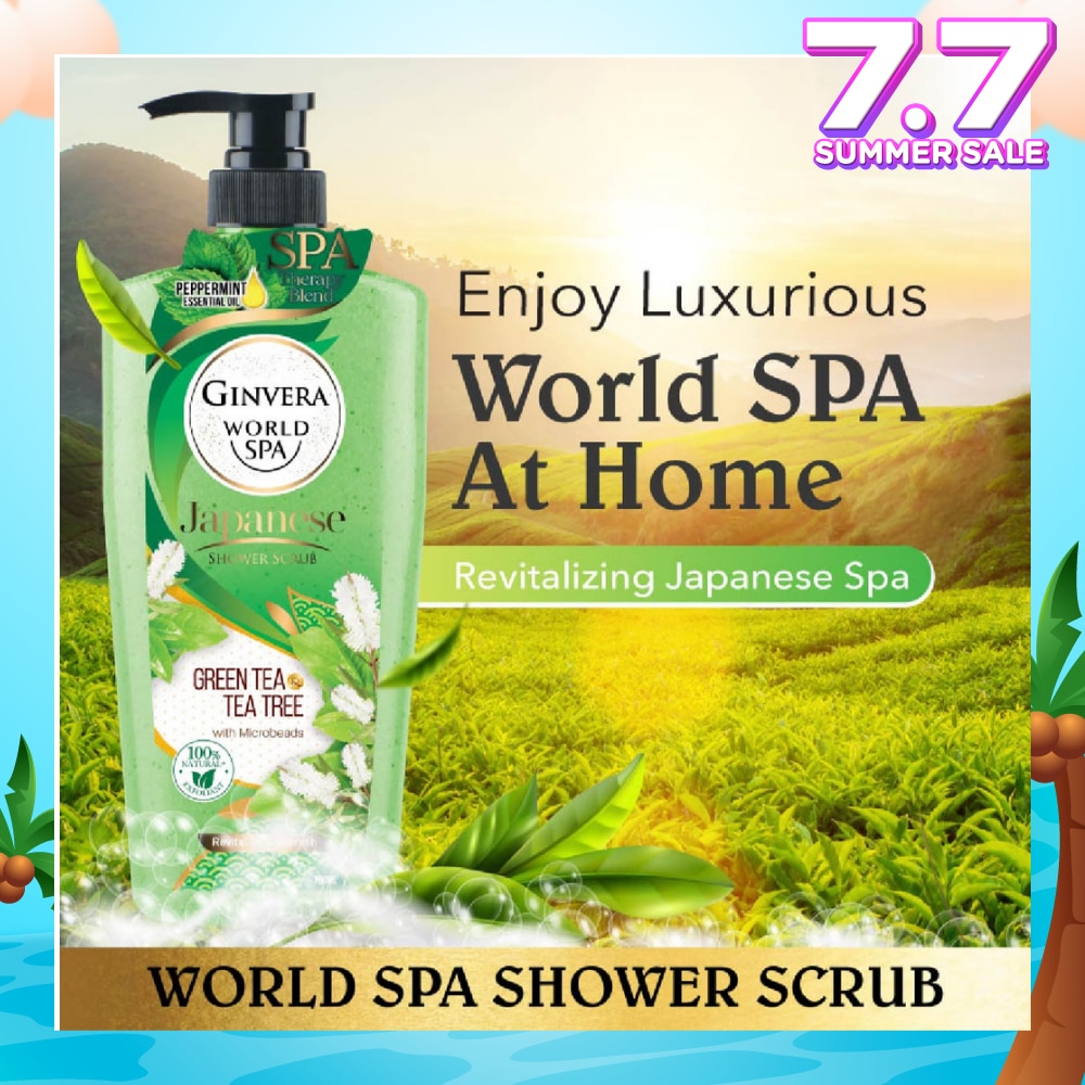 World Spa Japanese Green Tea & Tea Tree Shower Scrub 750ml