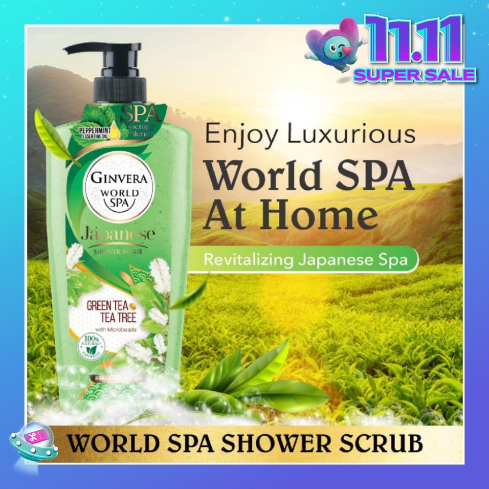 World Spa Japanese Green Tea & Tea Tree Shower Scrub 750ml