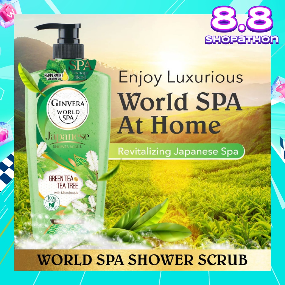 World Spa Japanese Green Tea & Tea Tree Shower Scrub 750ml
