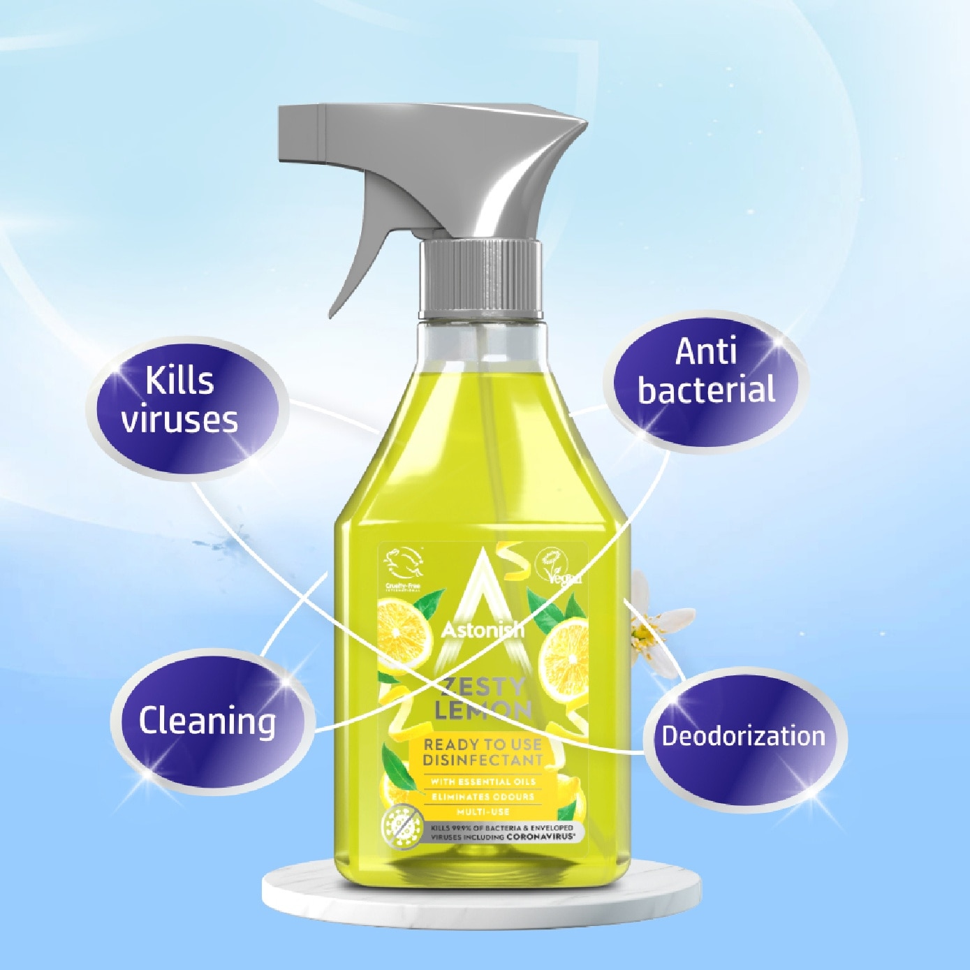 Ready to Use Disinfectant Zesty Lemon 550ml