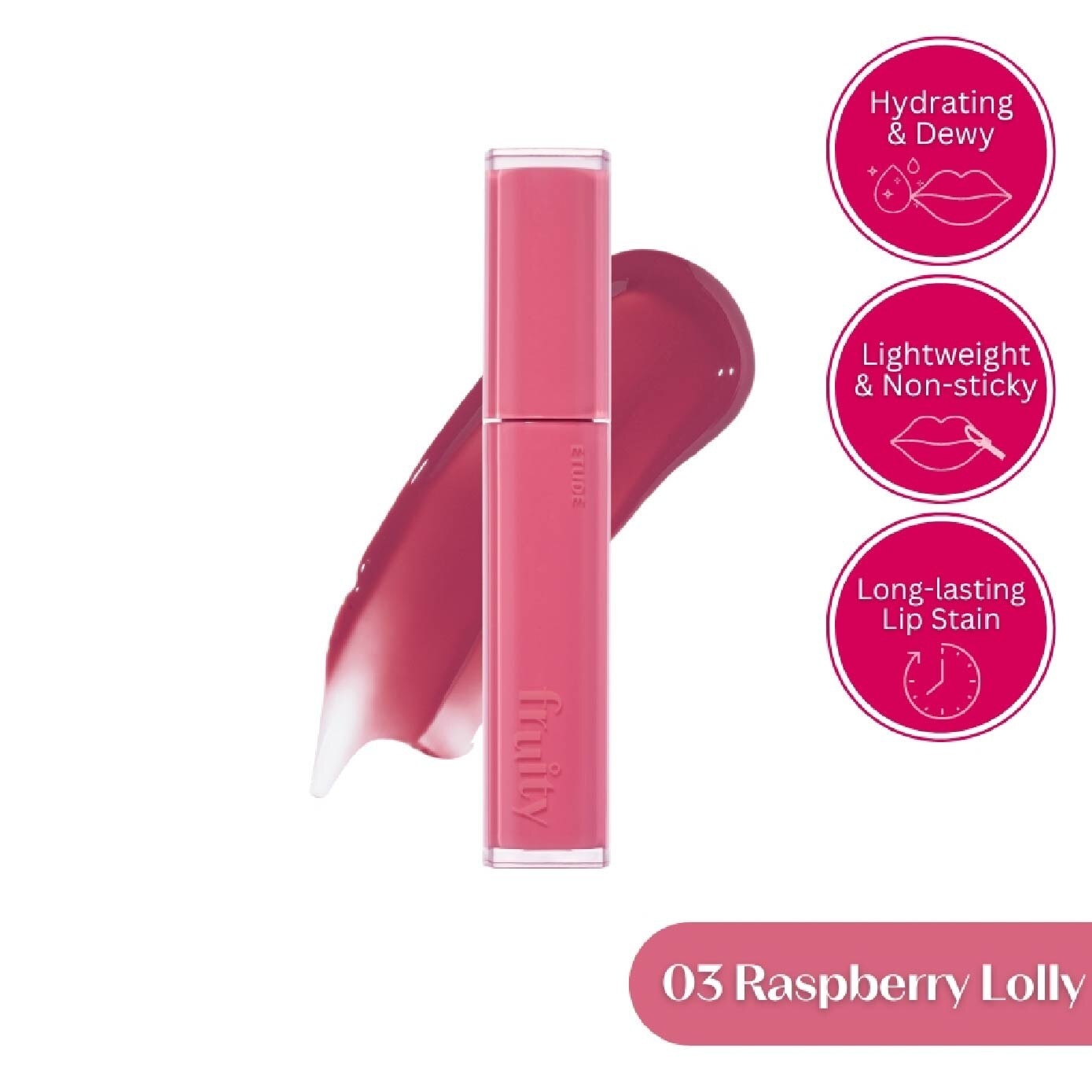 Fruity Dewy Tint 03 Raspberry Lolly (Long lasting + Hydrating Dewy Watery Tint) 4.5g