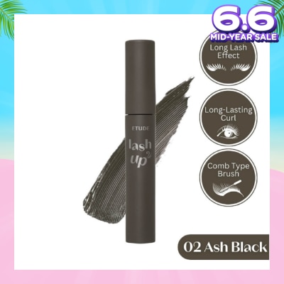 ETUDE Lash Up Comb Mascara #02 Ash Black (Long Lasting Dramatic Long Lash Lifting Effect) 8g