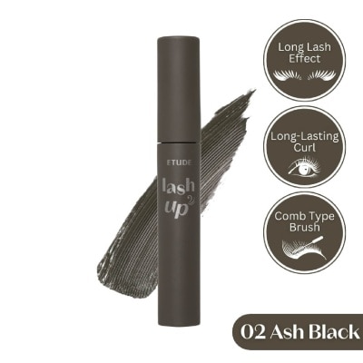 ETUDE Lash Up Comb Mascara #02 Ash Black (Long Lasting Dramatic Long Lash Lifting Effect) 8g