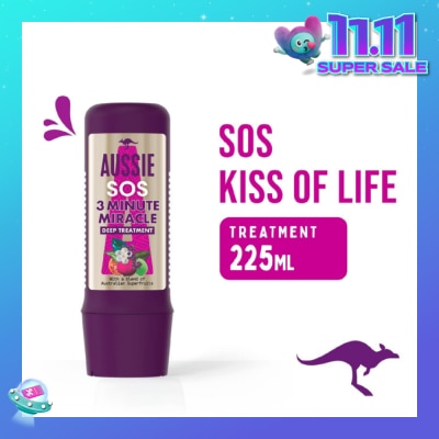 AUSSIE 3 Minute Miracle SOS Vegan Deep Treatment Hair Mask For Damaged Hair 225ml