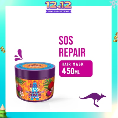 AUSSIE SOS Supercharged Repair Vegan Hair Mask (For Hair In Urgent Need Of Rescue) 450ml
