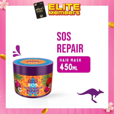 AUSSIE SOS Supercharged Repair Vegan Hair Mask (For Hair In Urgent Need Of Rescue) 450ml