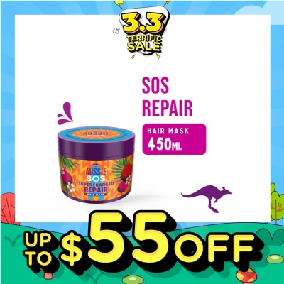 AUSSIE SOS Supercharged Repair Vegan Hair Mask (For Hair In Urgent Need Of Rescue) 450ml