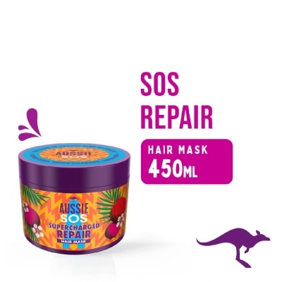 AUSSIE SOS Supercharged Repair Vegan Hair Mask (For Hair In Urgent Need Of Rescue) 450ml