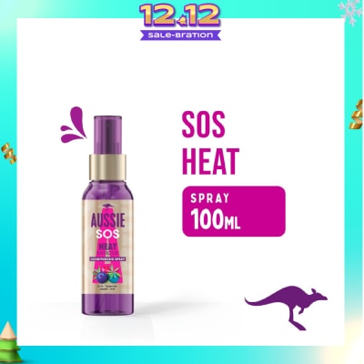 AUSSIE SOS Instant Heat Saviour Vegan Hair Spray For Dry Hair Damaged By Styling 100ml