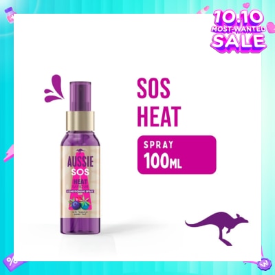 AUSSIE SOS Instant Heat Saviour Vegan Hair Spray For Dry Hair Damaged By Styling 100ml