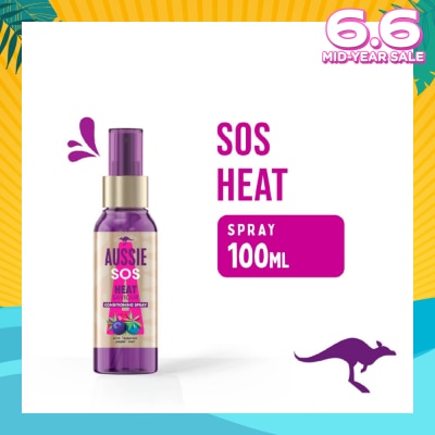 AUSSIE SOS Instant Heat Saviour Vegan Hair Spray For Dry Hair Damaged By Styling 100ml