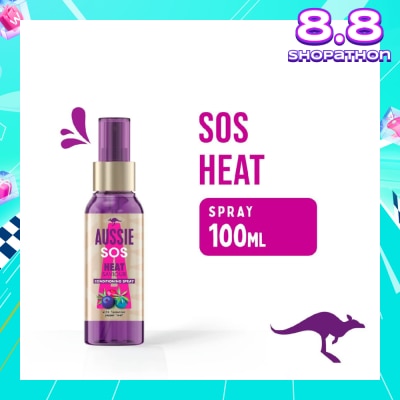 AUSSIE SOS Instant Heat Saviour Vegan Hair Spray For Dry Hair Damaged By Styling 100ml