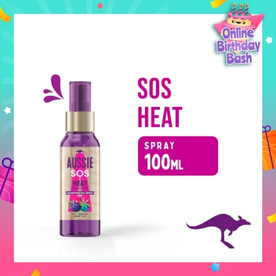 AUSSIE SOS Instant Heat Saviour Vegan Hair Spray For Dry Hair Damaged By Styling 100ml