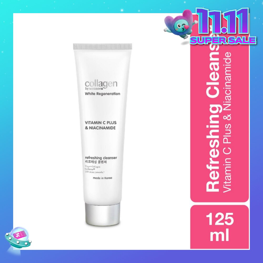 White Regeneration Vitamin C Plus & Niacinamide Refreshing Cleanser (Vegan Collagen, Made in Korea) 125ml
