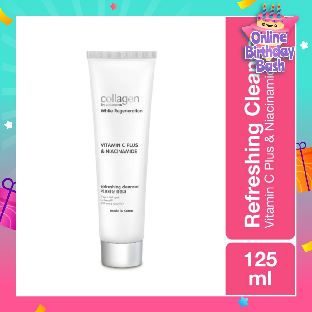White Regeneration Vitamin C Plus & Niacinamide Refreshing Cleanser (Vegan Collagen, Made in Korea) 125ml