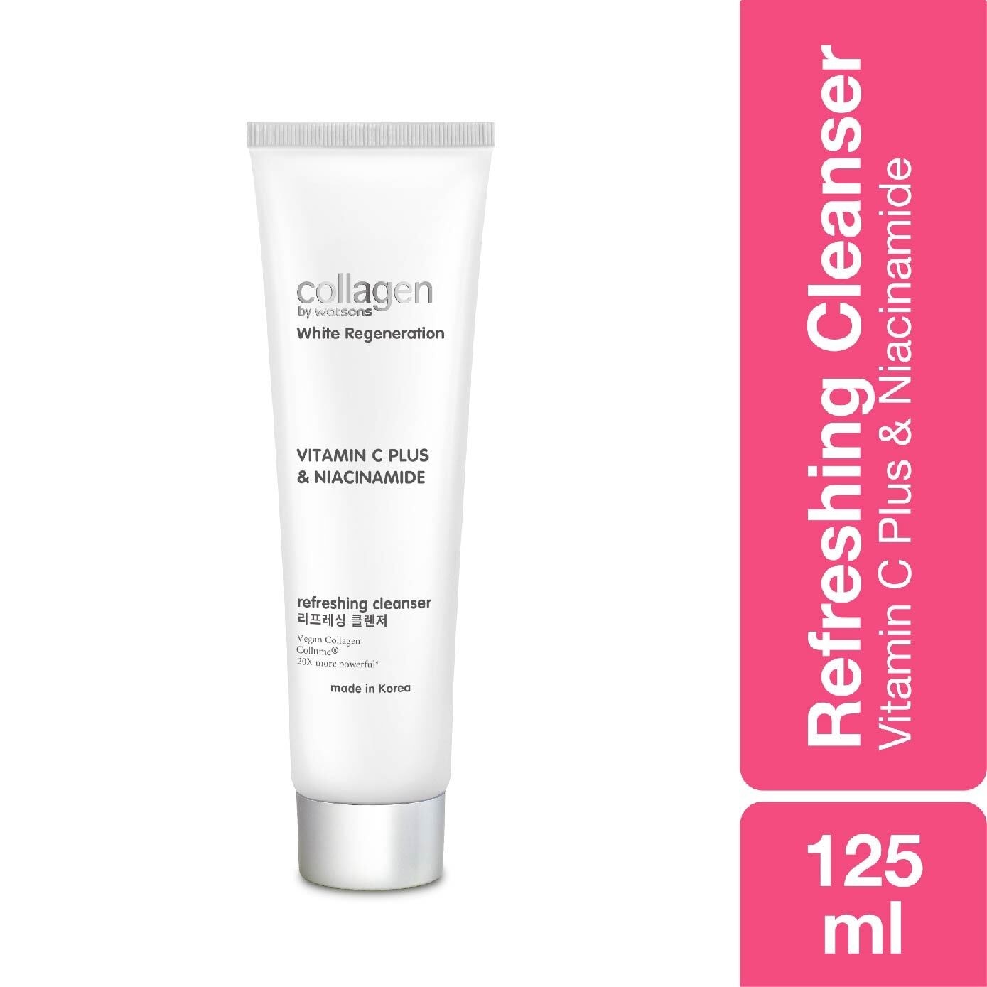 White Regeneration Vitamin C Plus & Niacinamide Refreshing Cleanser (Vegan Collagen, Made in Korea) 125ml