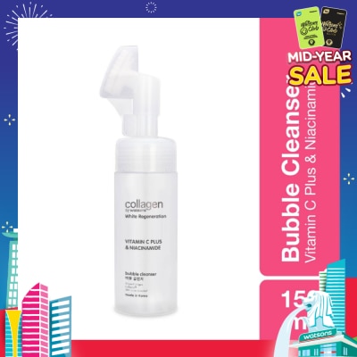 COLLAGEN BY WATSONS White Regeneration Vitamin C Plus & Niacinamide Bubble Cleanser (Vegan Collagen, Made in Korea) 150ml