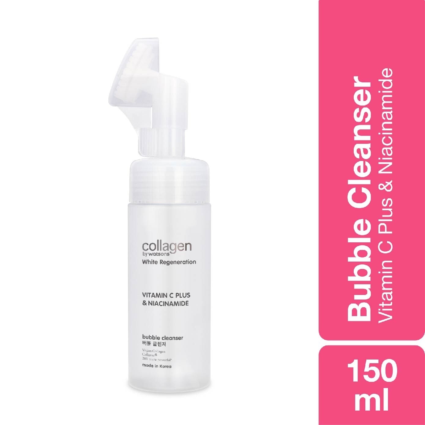 White Regeneration Vitamin C Plus & Niacinamide Bubble Cleanser (Vegan Collagen, Made in Korea) 150ml