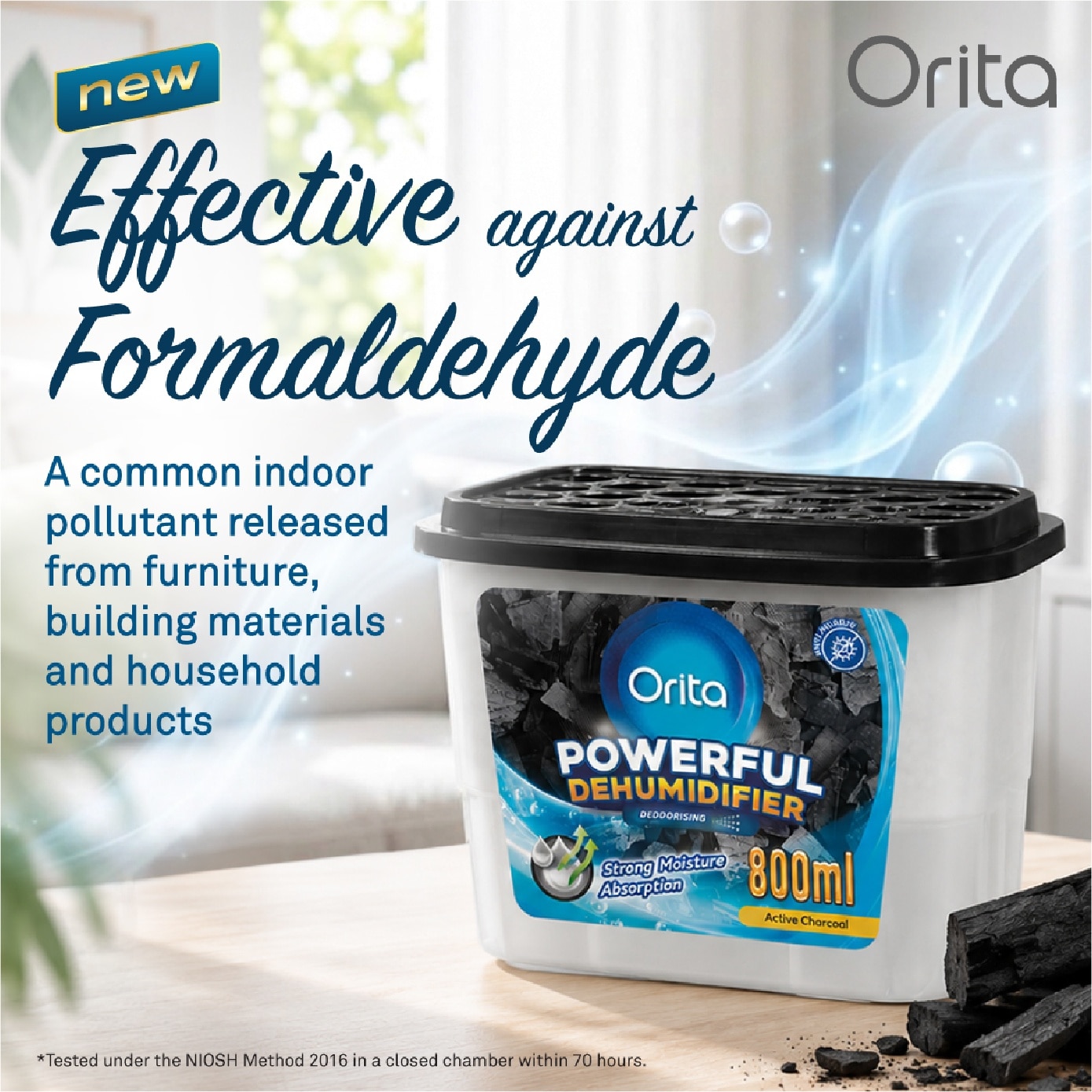 Powerful Dehumidifier Active Charcoal (Deodorising) 800ml x 3s image