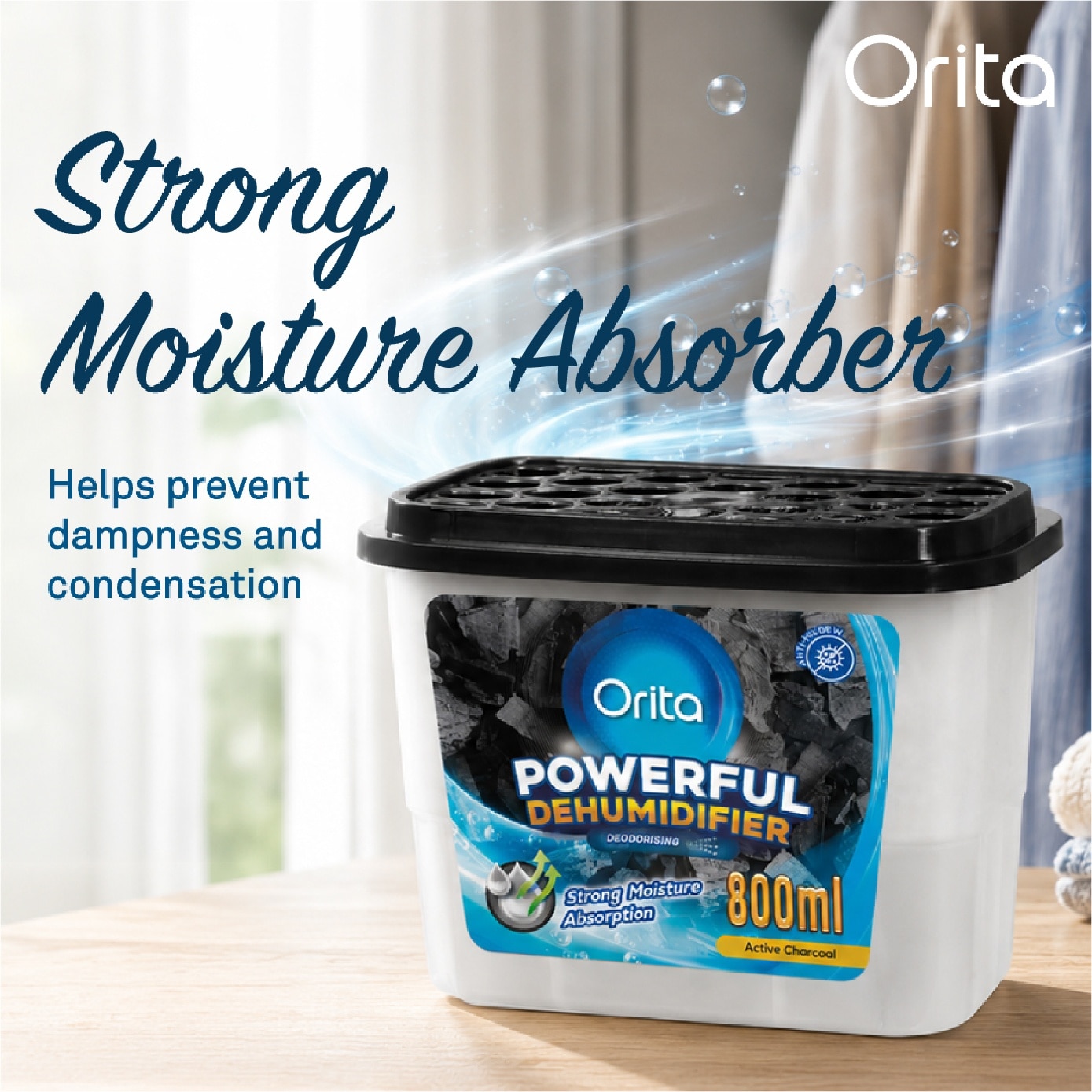 Powerful Dehumidifier Active Charcoal (Deodorising) 800ml x 3s image