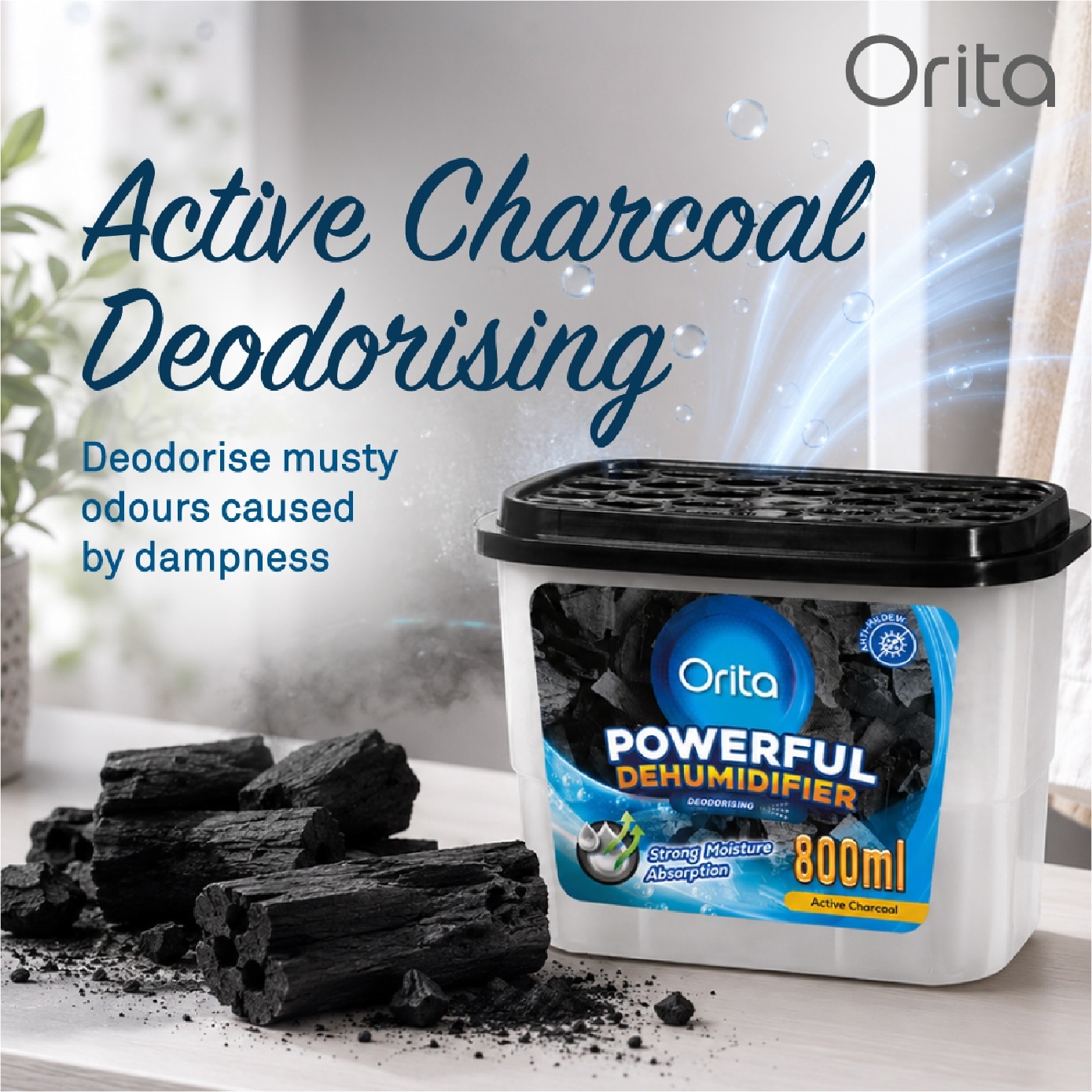 Powerful Dehumidifier Active Charcoal (Deodorising) 800ml x 3s image