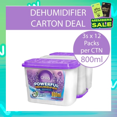 ORITA Powerful Dehumidifier Lavender Scented (Refreshing) 800ml x 3 x 12s (Per Carton)